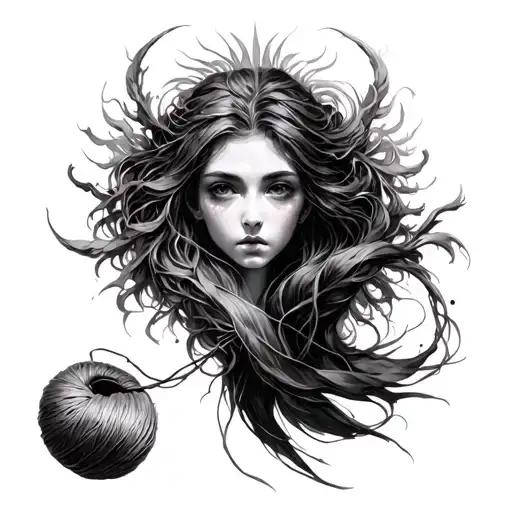 the fates spinning the thread symbolism only tattoo design idea