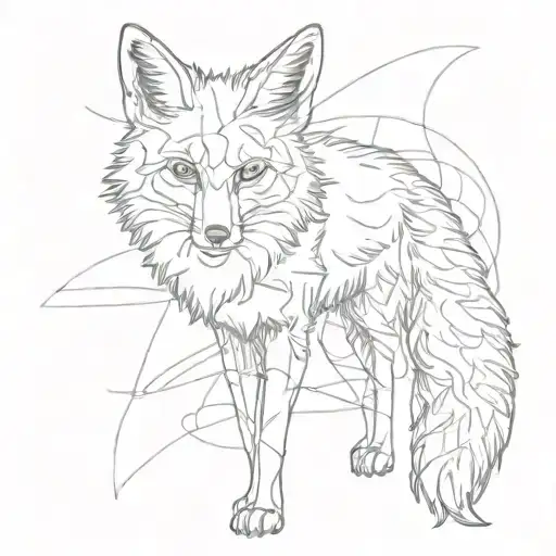 fox full length tattoo design idea