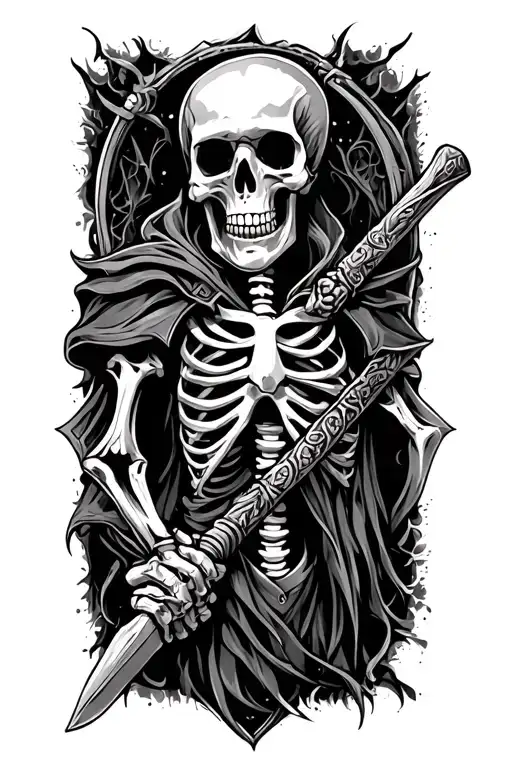 skeleton warrior tattoo design idea