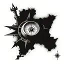 compass and clock tattoo design idea