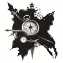 compass and clock tattoo design idea