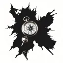 compass and clock tattoo design idea