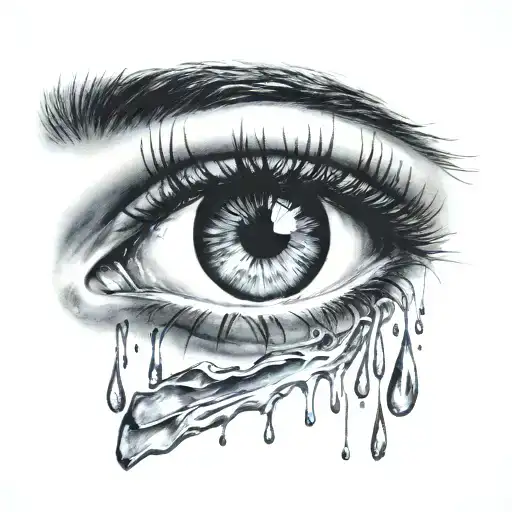 eye with tear drop sadness tattoo design idea
