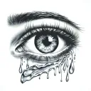 eye with tear drop sadness tattoo design idea