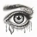 eye with tear drop sadness tattoo design idea