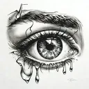 eye with tear drop sadness tattoo design idea