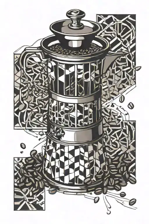 coffee beans and moka pot overflowing tattoo design idea
