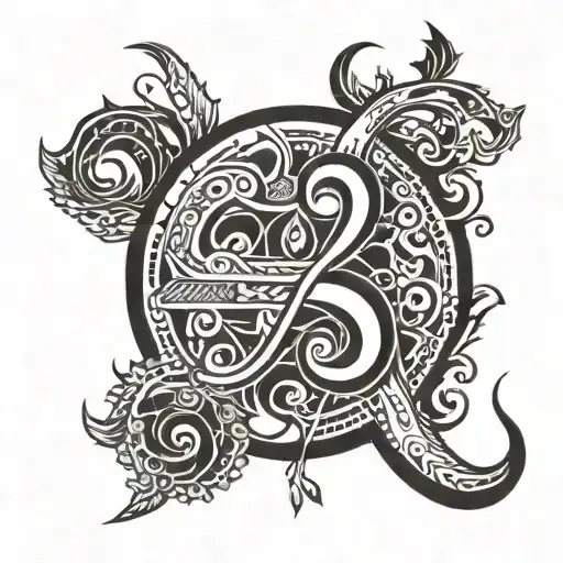 A tattoo design incorporating the client's lucky number in a creative and abstract way tattoo design idea