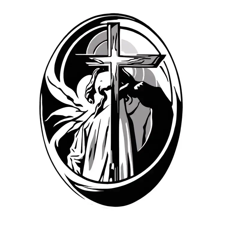 circular christian tattoo tattoo design idea