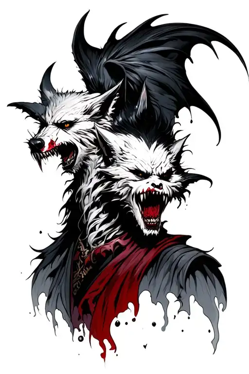 Vampires and werewolves tattoo design idea