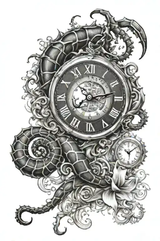 scorpio 11:11 clock inside tattoo design idea