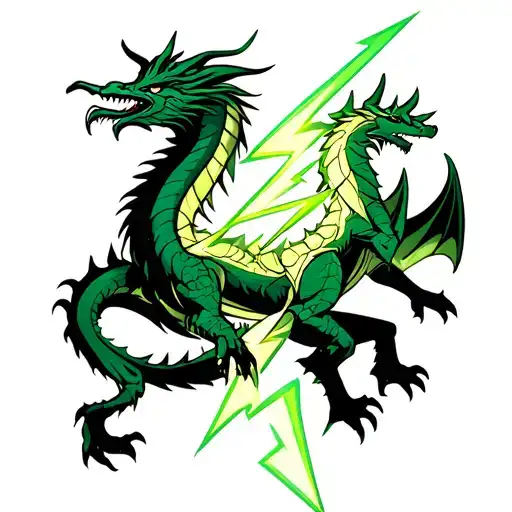 A rook piece and a powerful noble dragon with a lightening bolt Incorporated. I wanted to have blues, grey OG green mix  tattoo design idea