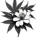 Jasmin flower with marijuana leafs tattoo design idea
