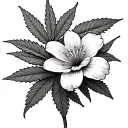 Jasmin flower with marijuana leafs tattoo design idea