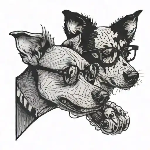 musical theatre , nerdy things , dog snuggles tattoo design idea
