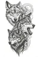 couple wolf face tattoo design idea