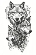 couple wolf face tattoo design idea