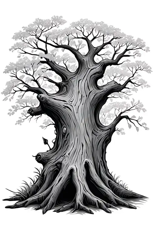pet memorial tree trunk tattoo design idea
