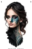 "Trust No One " women half face tattoo design idea