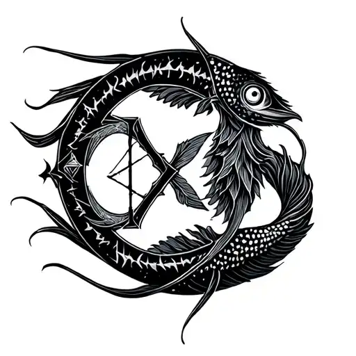 pisces, sagittarius and libra zodiac sign tattoo design idea