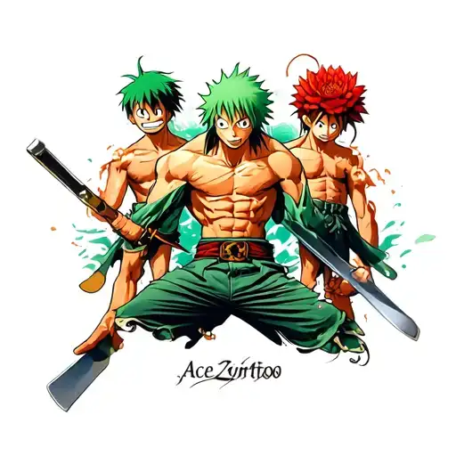 one piece Zoro luffy ace tattoo design idea