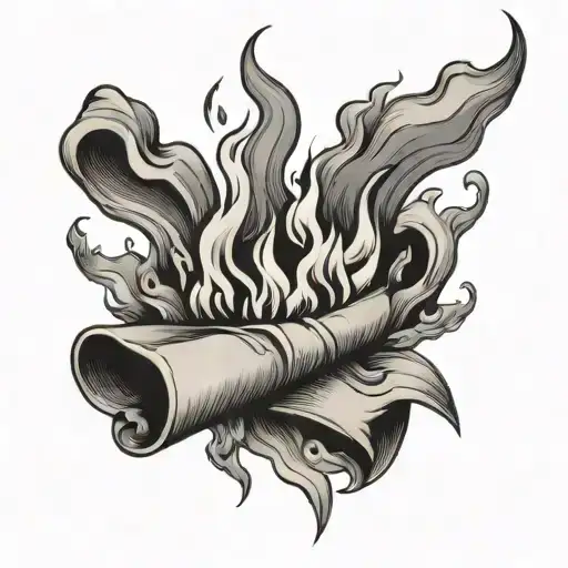 burning paper tattoo design idea