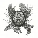 A detailed fingerprint that transforms into a brain or abstract neural pathways tattoo design idea
