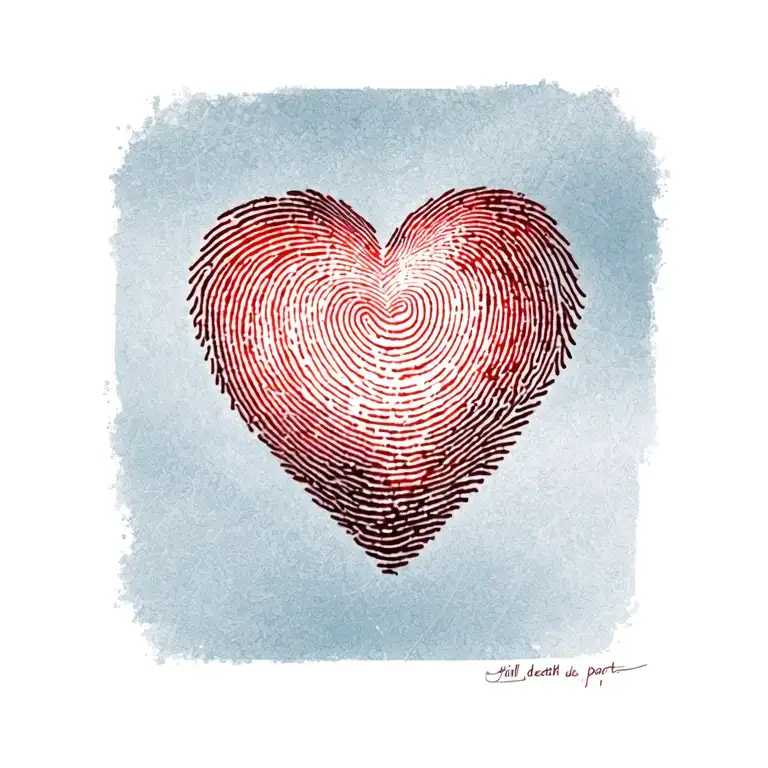 finger print heart deandre & tiffany till death do us part 224 tattoo design idea