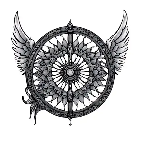 Wheel With Wings With Mandala tattoo design idea