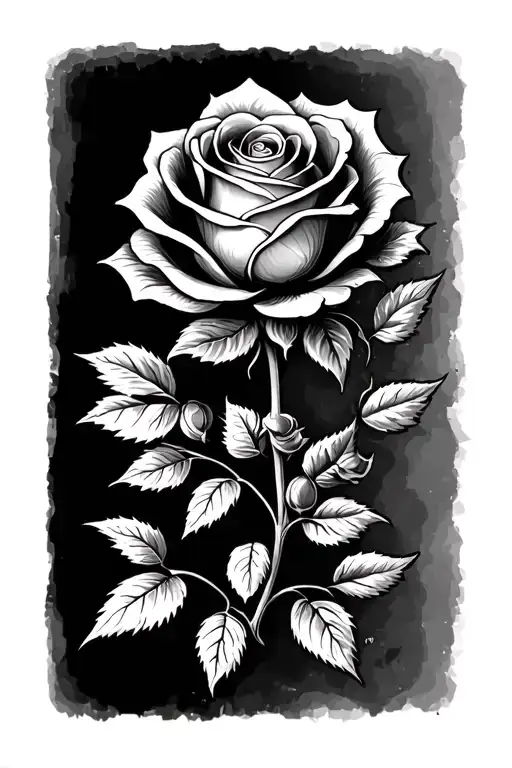a rose growing from a rosebud tattoo design idea