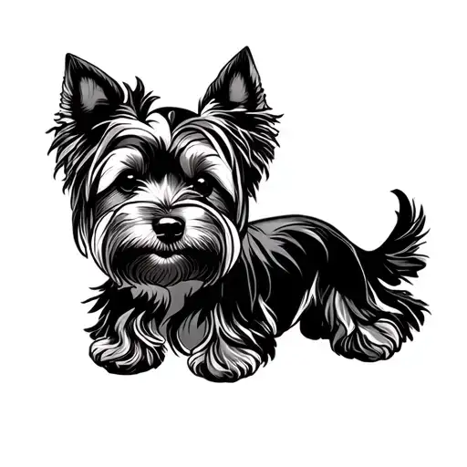 Yorkie Silhouette tattoo design idea