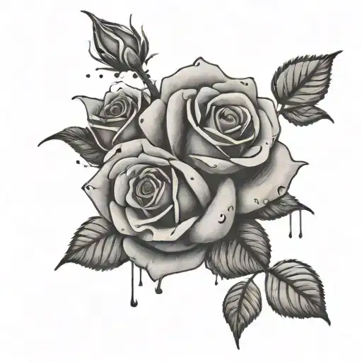 roses rain tattoo design idea