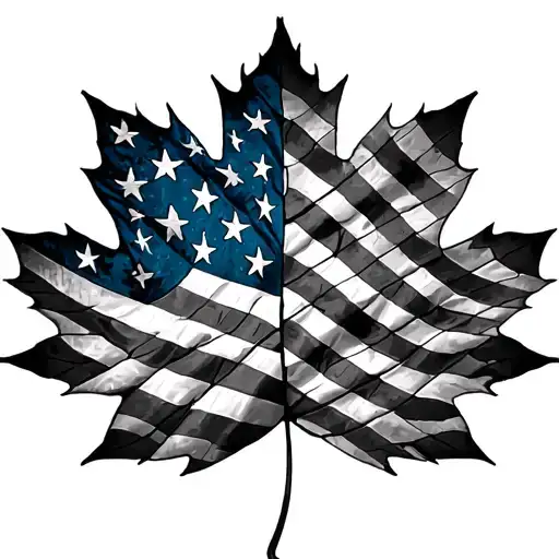 American flag with maple leaves as stars tattoo design idea