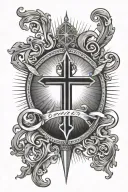 the word saints, sun rays coming tattoo design idea