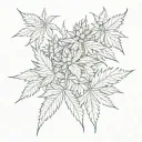 cannabis buds and leaves  tattoo design idea