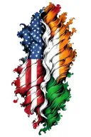 Italian and Irish flag morph into American flag tattoo design idea