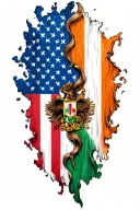 Italian and Irish flag morph into American flag tattoo design idea