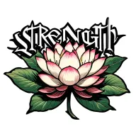 "Strength " lotus flower tattoo design idea