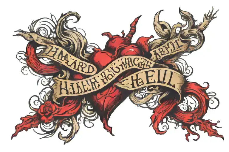 words that read "Hard fought Heart felt been through Hell Hallelujah" then a red line through "been through Hell " above tattoo design idea