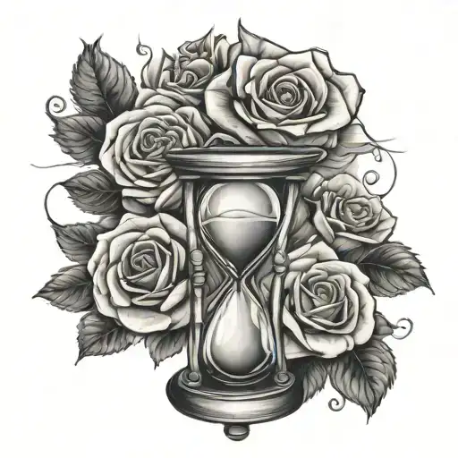 hour glass roses our love remains lost love one tattoo design idea