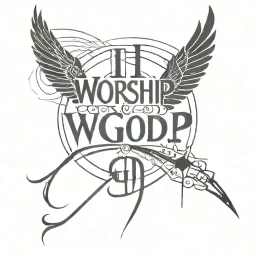 write a 2 line text tatoo Worship God + 2nd lineWho Has Given  Everything tattoo design idea