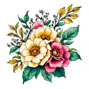 Spinal flowers tattoo design idea