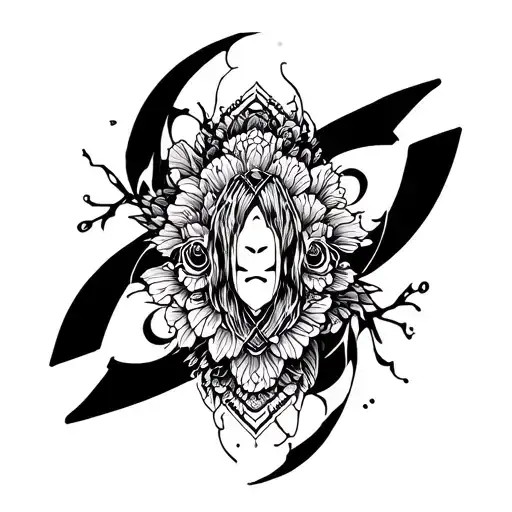 cyber sigilism Japanese tattoo design idea