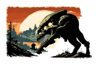 post apocalyptic landscape horror tattoo design idea