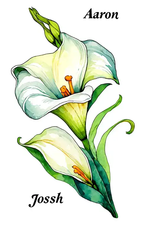 "Aaron Josh" calla lily intertwined tattoo design idea