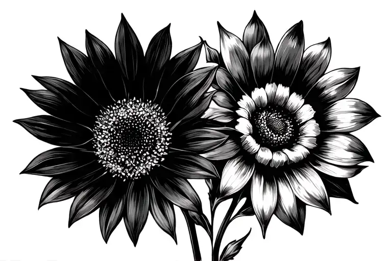 sunflower, columbine flower, Indian paintbrush flower tattoo design idea