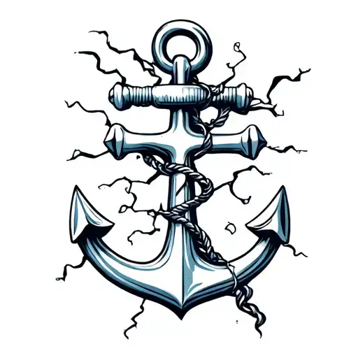 a anchor breaking through  a puzzle happy face tattoo design idea