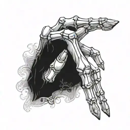 skeleton finger touching human finger tips touch tattoo design idea