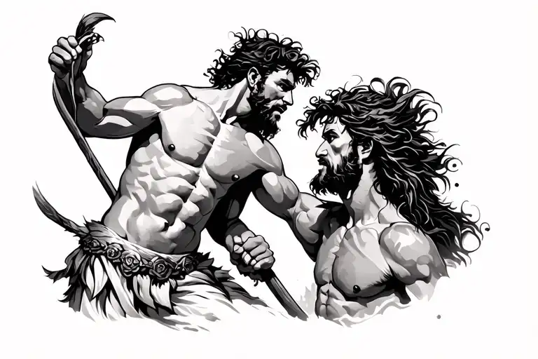 David and Goliath tattoo design idea