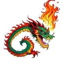 japanese dragon breathing fire tattoo design idea